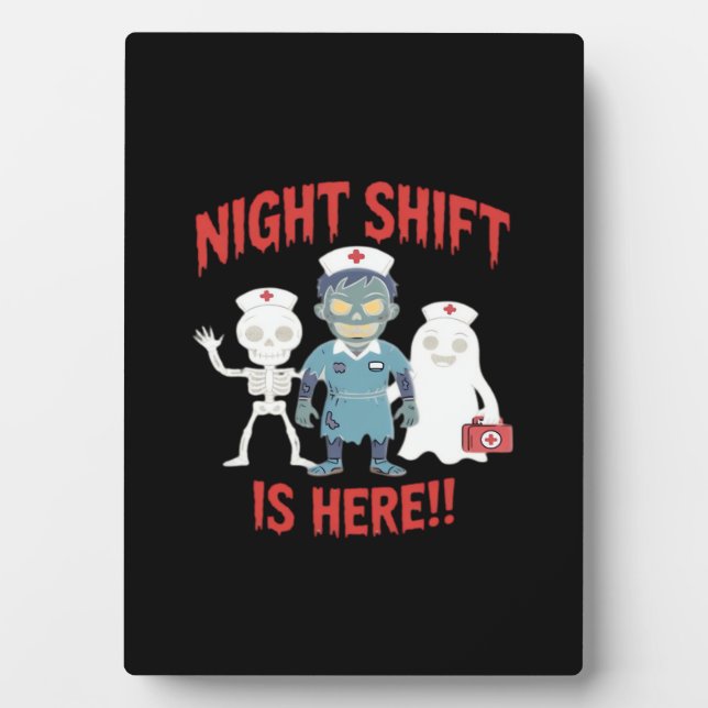 Halloween Nurse Funny Ghost Skeleton Zombie Essent Plaque (Front)