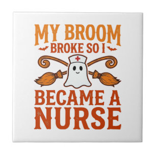 Halloween Nurse Ghost Broom Vintage Shirt Design_1 Tile
