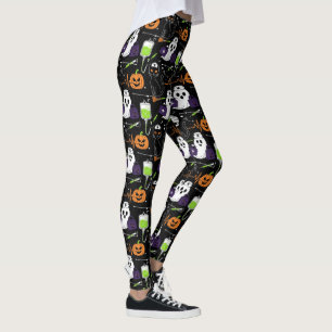 Halloween Nurse Ghost Pumpkin Skull Black Cat Leggings