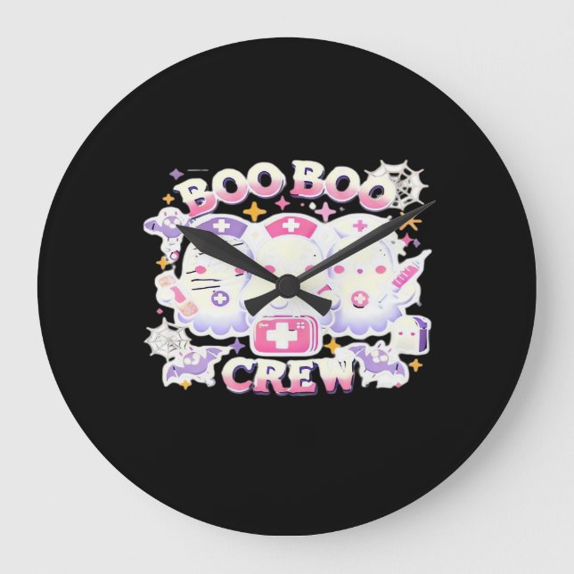 Halloween Nurse Ghost Squad Boo Boo Crew Funny Spo Large Clock (Front)