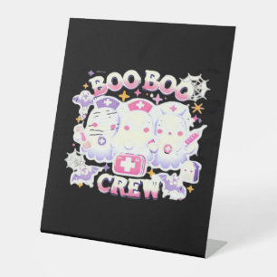 Halloween Nurse Ghost Squad Boo Boo Crew Funny Spo Pedestal Sign