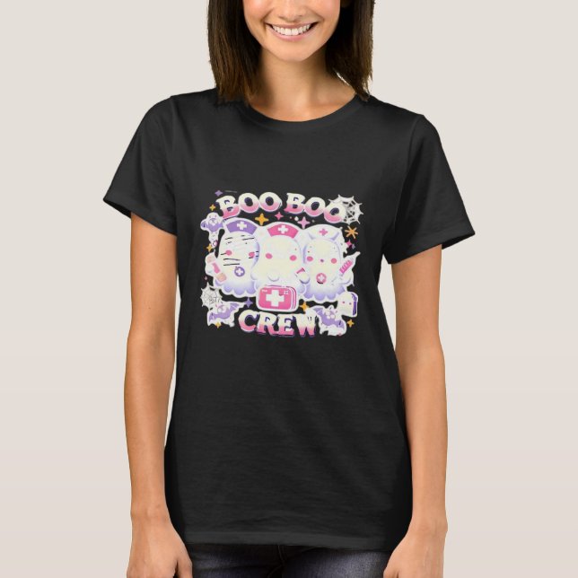 Halloween Nurse Ghost Squad Boo Boo Crew Funny Spo T-Shirt (Front)