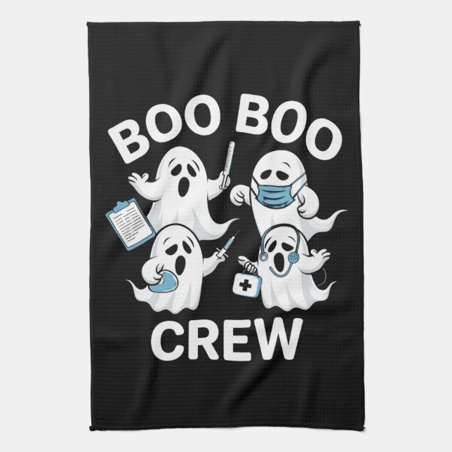 Halloween Nurse Gift Boo Boo Crew Nurse Tea Towel (Vertical)