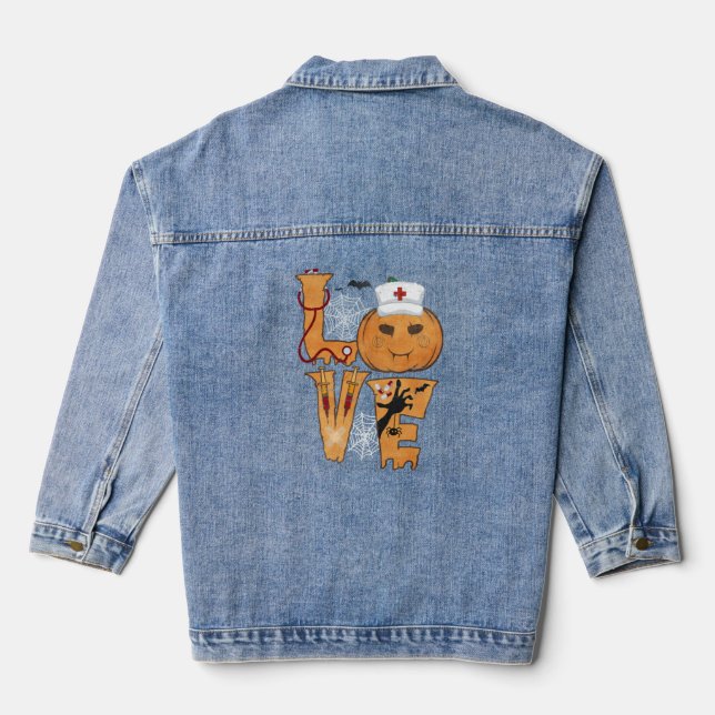 Halloween Nurse Gift Denim Jacket (Back)