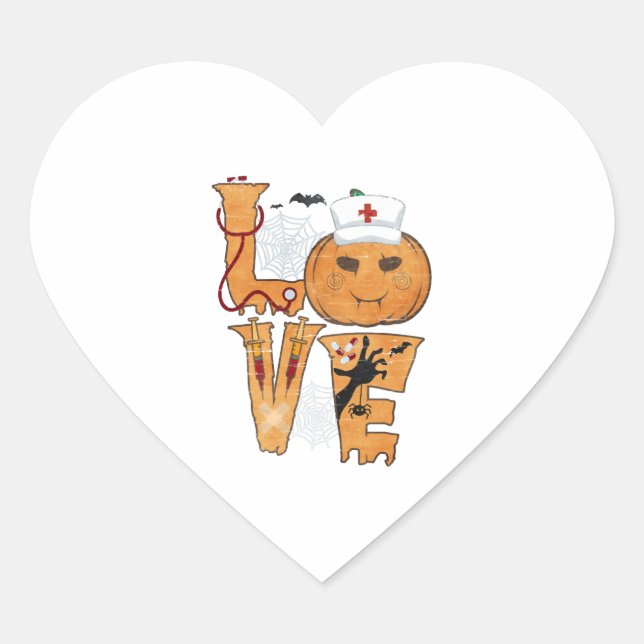 Halloween Nurse Gift Heart Sticker (Front)