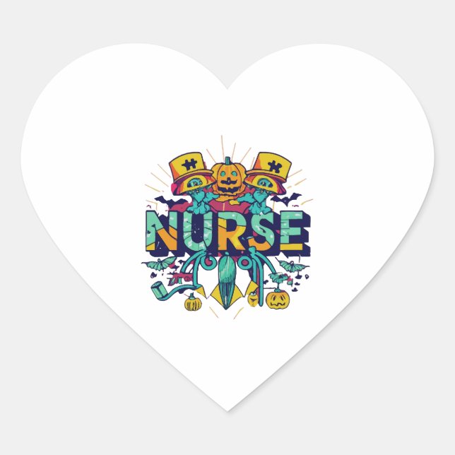 HALLOWEEN NURSE  HEART STICKER (Front)