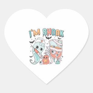 Halloween Nurse illustration retro pastel shook   Heart Sticker