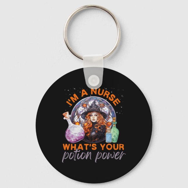 Halloween Nurse I'm A Nurse What's Your Potion Pow Key Ring (Front)