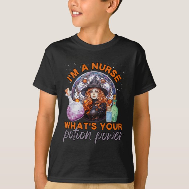 Halloween Nurse I'm A Nurse What's Your Potion Pow T-Shirt (Front)