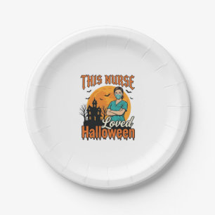 Halloween Nurse Loved Halloween Vintage Spooky_1 Paper Plate