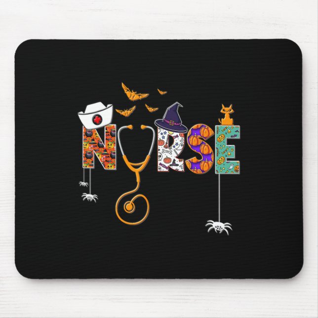 Halloween Nurse Nursing Cute Health Worker Pattern Mouse Mat (Front)
