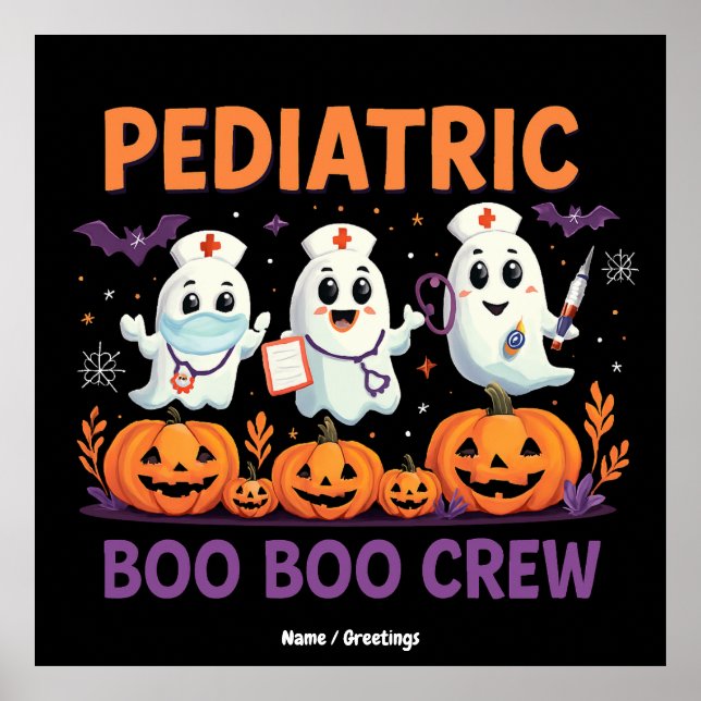 Halloween Nurse Paediatrics Boo Boo Crew Funny Spo Poster (Front)