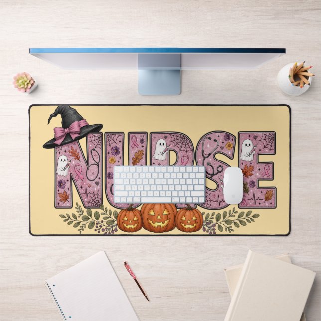 Halloween Nurse Pink Ribbon Design Desk Mat (Office 1)