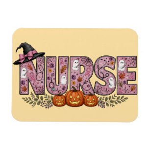 Halloween Nurse Pink Ribbon Design Magnet
