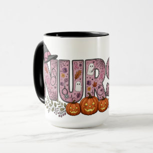Halloween Nurse Pink Ribbon Design Mug