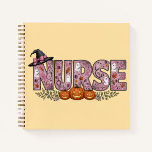 Halloween Nurse Pink Ribbon Design Notebook