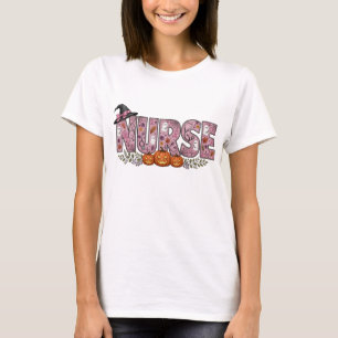 Halloween Nurse Pink Ribbon Design T-Shirt