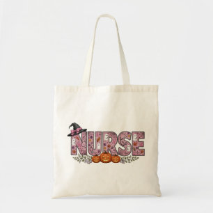 Halloween Nurse Pink Ribbon Design Tote Bag