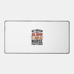 Halloween Nurse Practitioner Broom Broke Vintage D Desk Mat