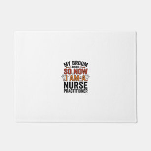 Halloween Nurse Practitioner Broom Broke Vintage D Doormat