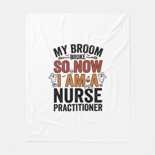 Halloween Nurse Practitioner Broom Broke Vintage D Fleece Blanket
