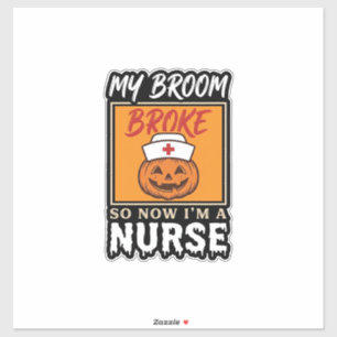 Halloween Nurse Pumpkin Broom Broke Vintage Shirt