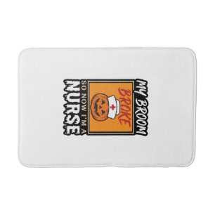 Halloween Nurse Pumpkin Broom Broke Vintage Shirt Bath Mat