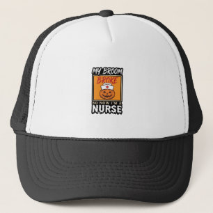 Halloween Nurse Pumpkin Broom Broke Vintage Shirt  Trucker Hat