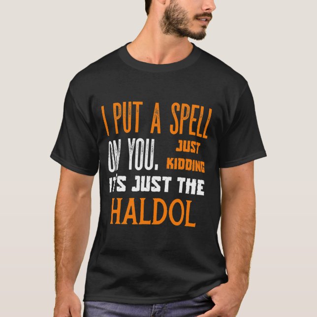 Halloween Nurse RN Medical Haldol Spell Medical T-Shirt (Front)