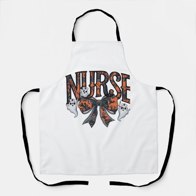 Halloween Nurse Scary Coquette Bow Classic T-Shirt Apron (Front)
