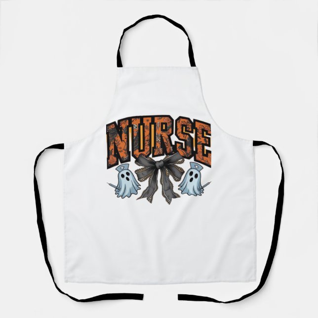 Halloween Nurse Scary Coquette Bow Classic T-Shirt Apron (Front)