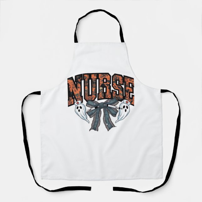 Halloween Nurse Scary Coquette Bow Classic T-Shirt Apron (Front)