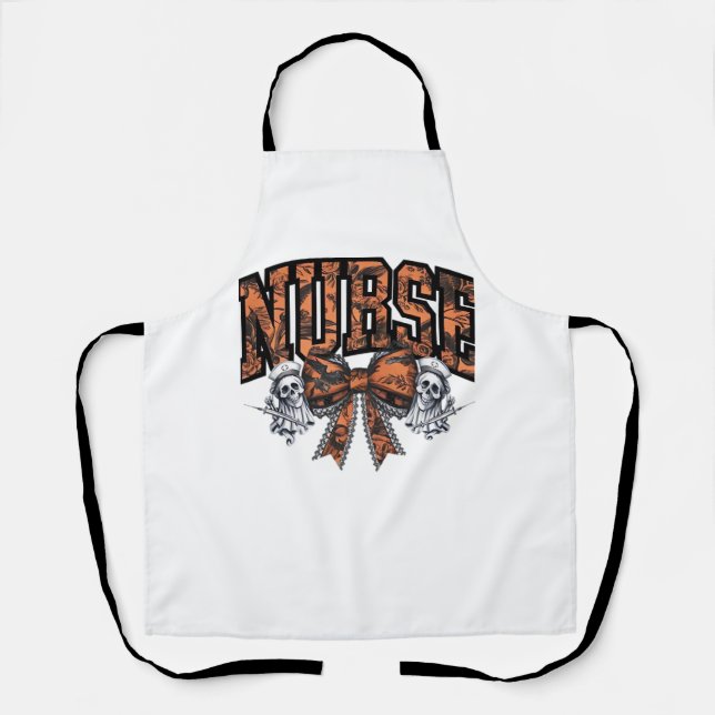 Halloween Nurse Scary Coquette Bow Classic T-Shirt Apron (Front)