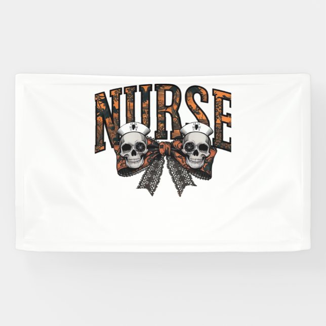 Halloween Nurse Scary Coquette Bow Classic T-Shirt Banner (Horizontal)