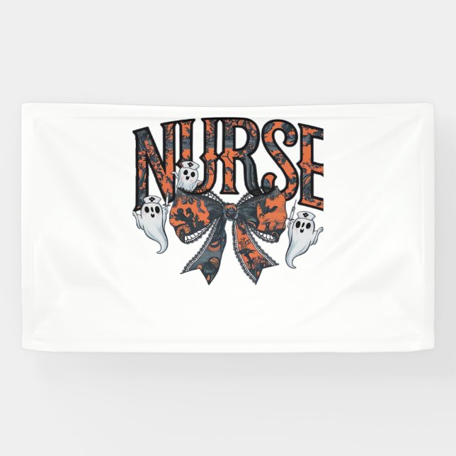 Halloween Nurse Scary Coquette Bow Classic T-Shirt Banner (Horizontal)