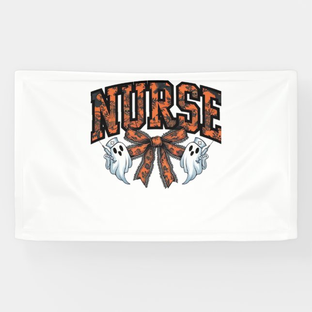 Halloween Nurse Scary Coquette Bow Classic T-Shirt Banner (Horizontal)