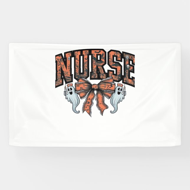 Halloween Nurse Scary Coquette Bow Classic T-Shirt Banner (Horizontal)