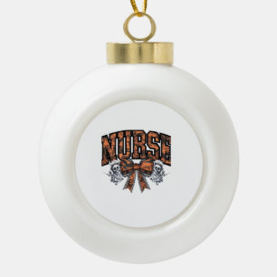 Halloween Nurse Scary Coquette Bow Classic T-Shirt Ceramic Ball Christmas Ornament