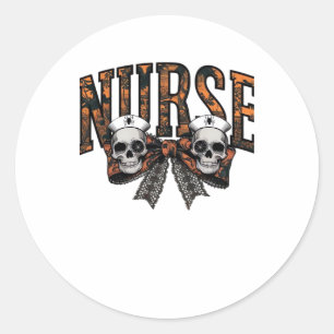 Halloween Nurse Scary Coquette Bow Classic T-Shirt Classic Round Sticker
