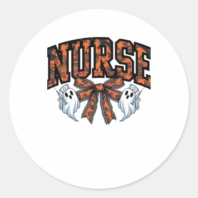 Halloween Nurse Scary Coquette Bow Classic T-Shirt Classic Round Sticker (Front)