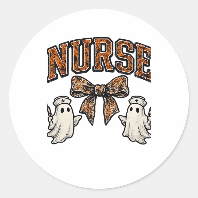 Halloween Nurse Scary Coquette Bow Classic T-Shirt Classic Round Sticker (Front)