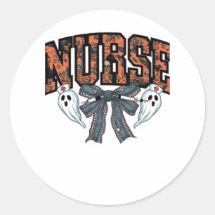 Halloween Nurse Scary Coquette Bow Classic T-Shirt Classic Round Sticker