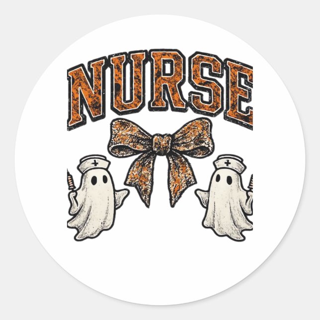 Halloween Nurse Scary Coquette Bow Classic T-Shirt Classic Round Sticker (Front)