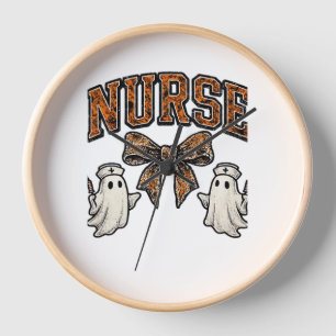 Halloween Nurse Scary Coquette Bow Classic T-Shirt Clock