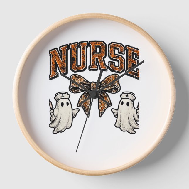 Halloween Nurse Scary Coquette Bow Classic T-Shirt Clock (Front)