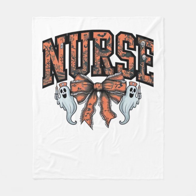 Halloween Nurse Scary Coquette Bow Classic T-Shirt Fleece Blanket (Front)