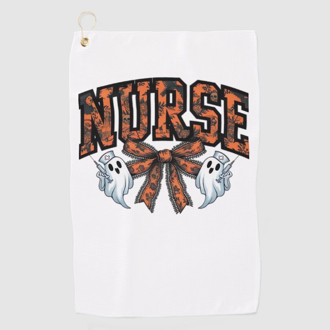 Halloween Nurse Scary Coquette Bow Classic T-Shirt Golf Towel (Front)