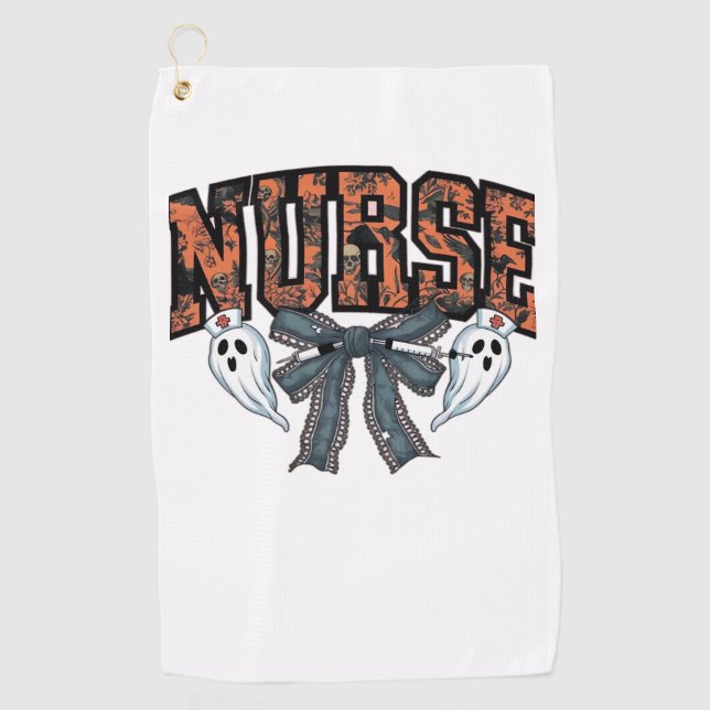 Halloween Nurse Scary Coquette Bow Classic T-Shirt Golf Towel (Front)
