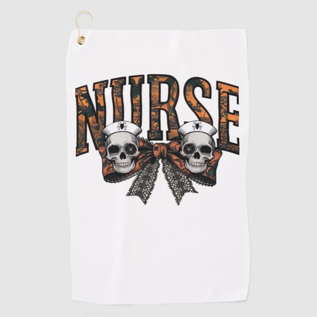 Halloween Nurse Scary Coquette Bow Classic T-Shirt Golf Towel (Front)