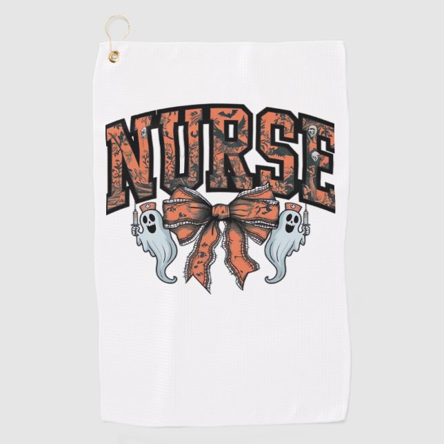 Halloween Nurse Scary Coquette Bow Classic T-Shirt Golf Towel (Front)